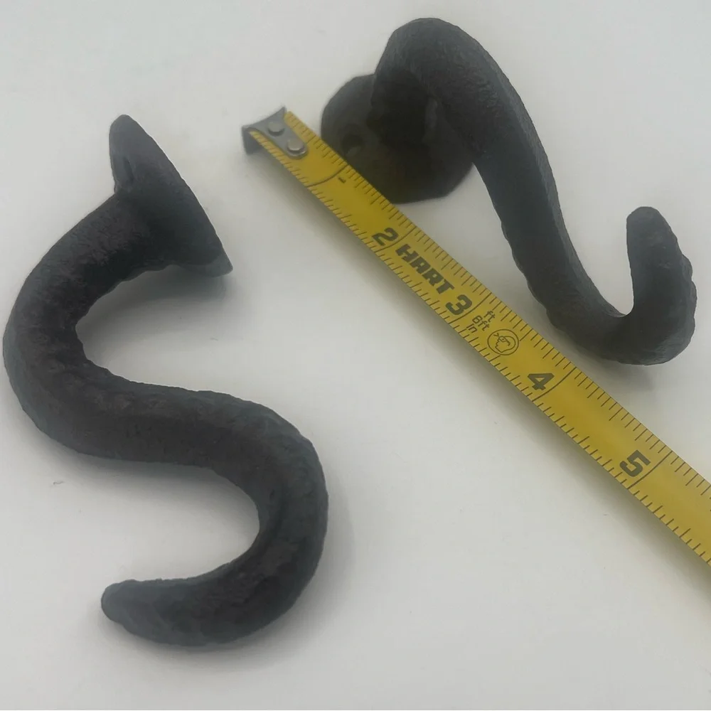 2 Brown Cast Iron Wall Hooks OCTOPUS TENTACLE, Bathroom Towel/Coat Hook Nautical